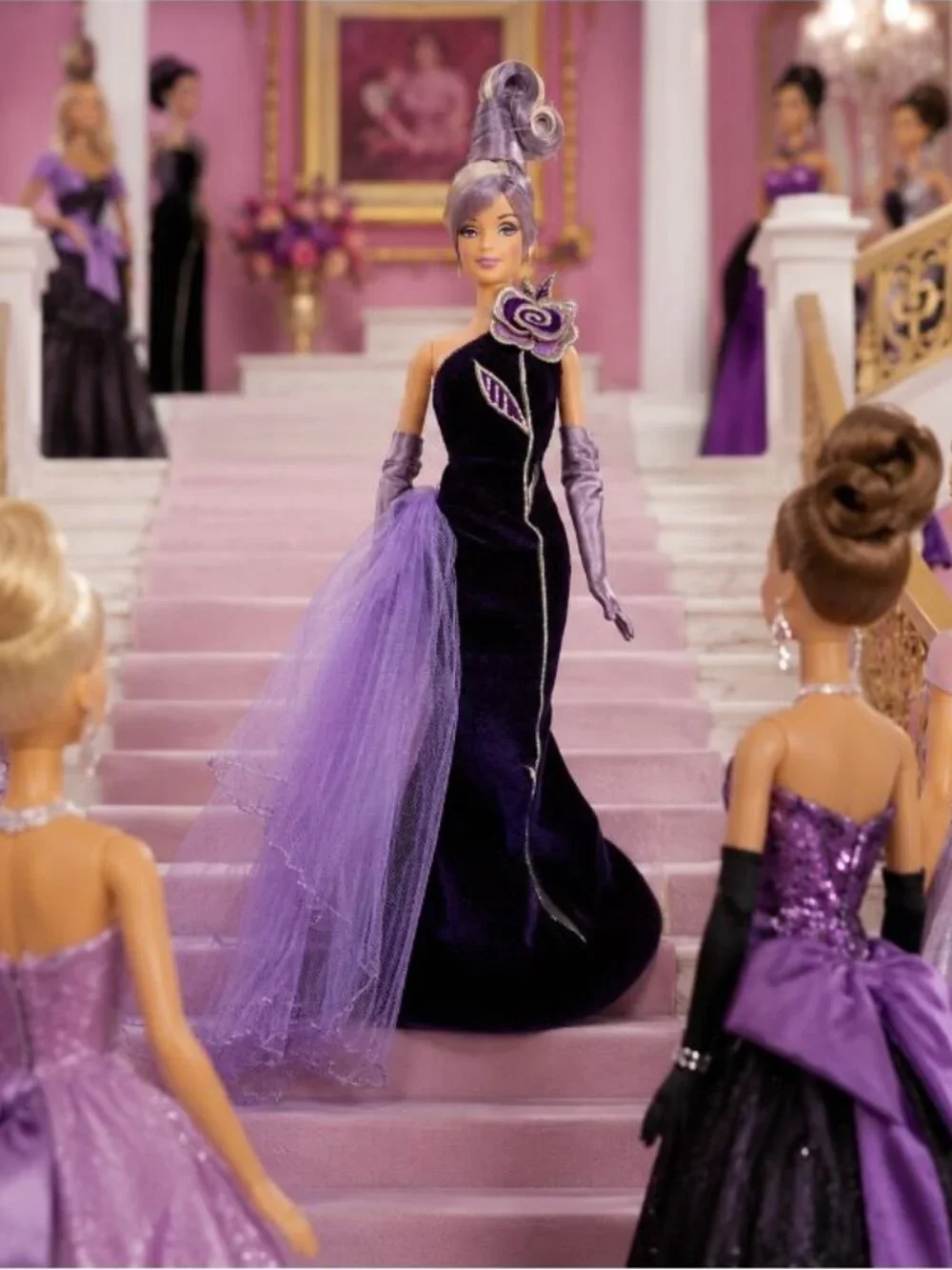 Bob Mackie Barbie Sterling Silver Rose 2001 Lavender Gown Collector Doll HTF
